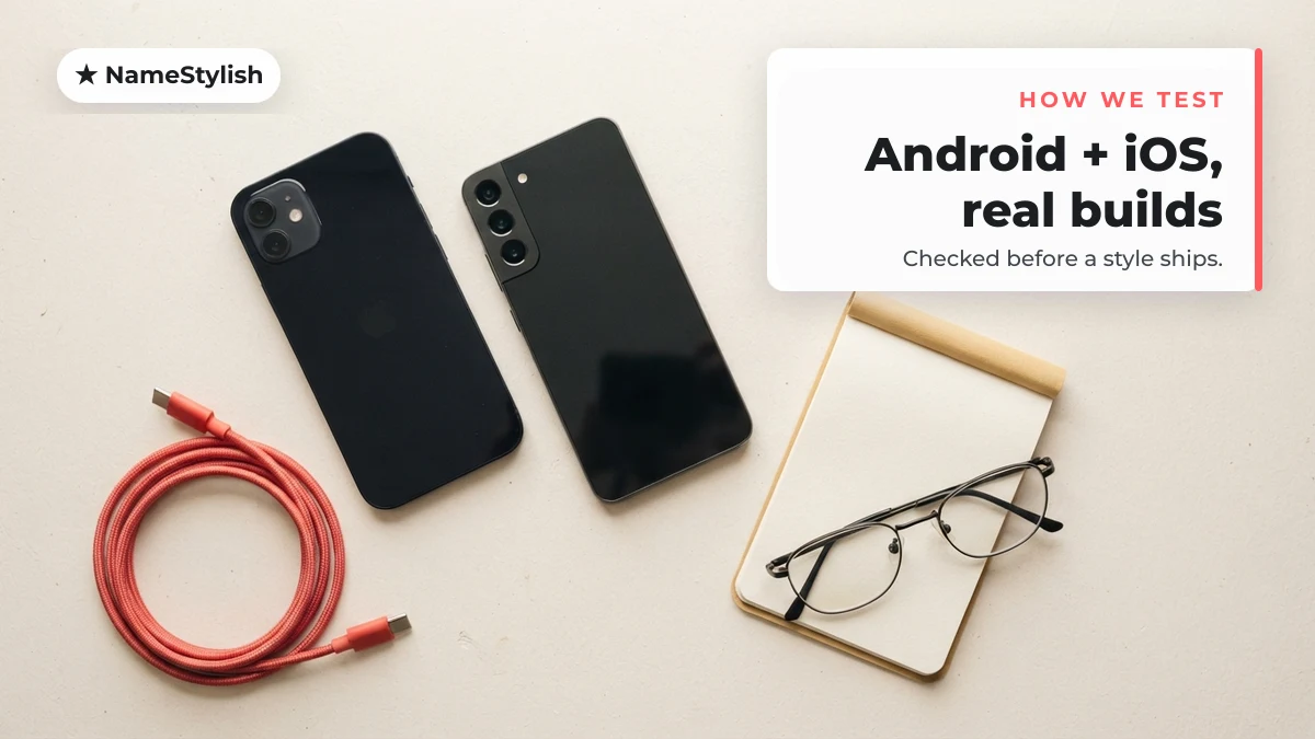 Testing stylish names on a real Android phone and iPhone before a style ships