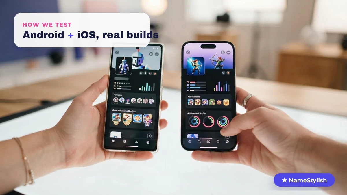 Testing stylish names on a real Android phone and iPhone side by side