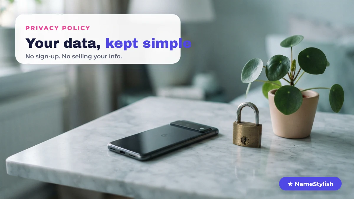 NameStylish privacy policy — your data kept simple, no sign-up
