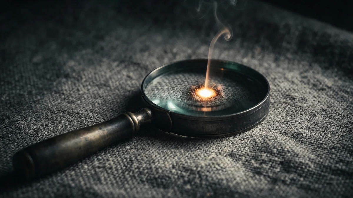 Magnifying glass focusing light to a burning point, illustrating how filter evasion shows intent Magnifying glass focusing light to a burning point, illustrating how filter evasion shows intent