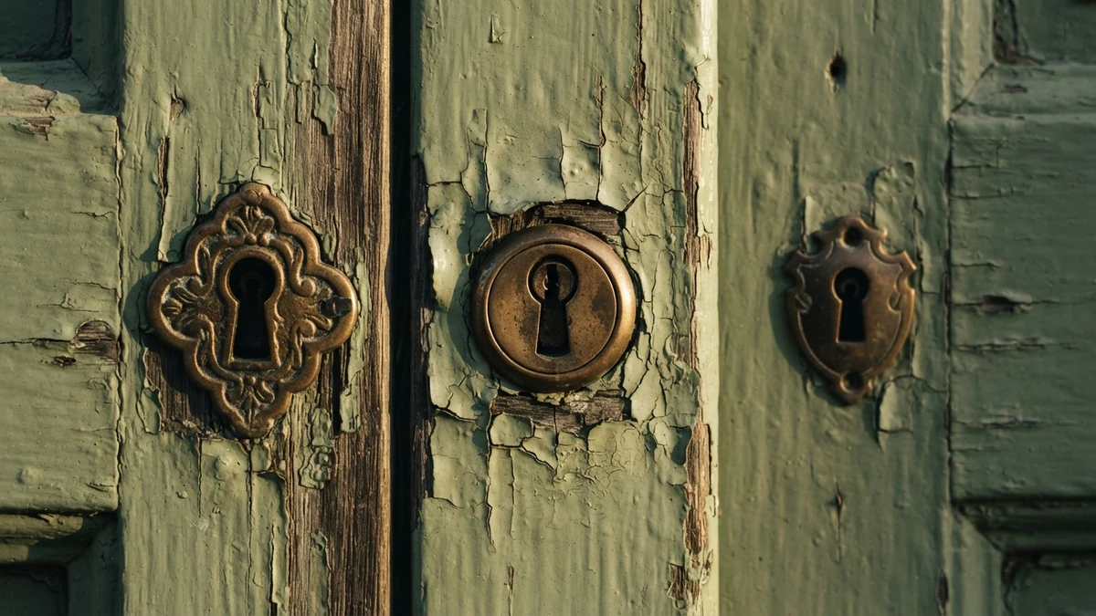 Three different brass keyholes in one door, illustrating how font coverage differs by device Three different brass keyholes in one door, illustrating how font coverage differs by device