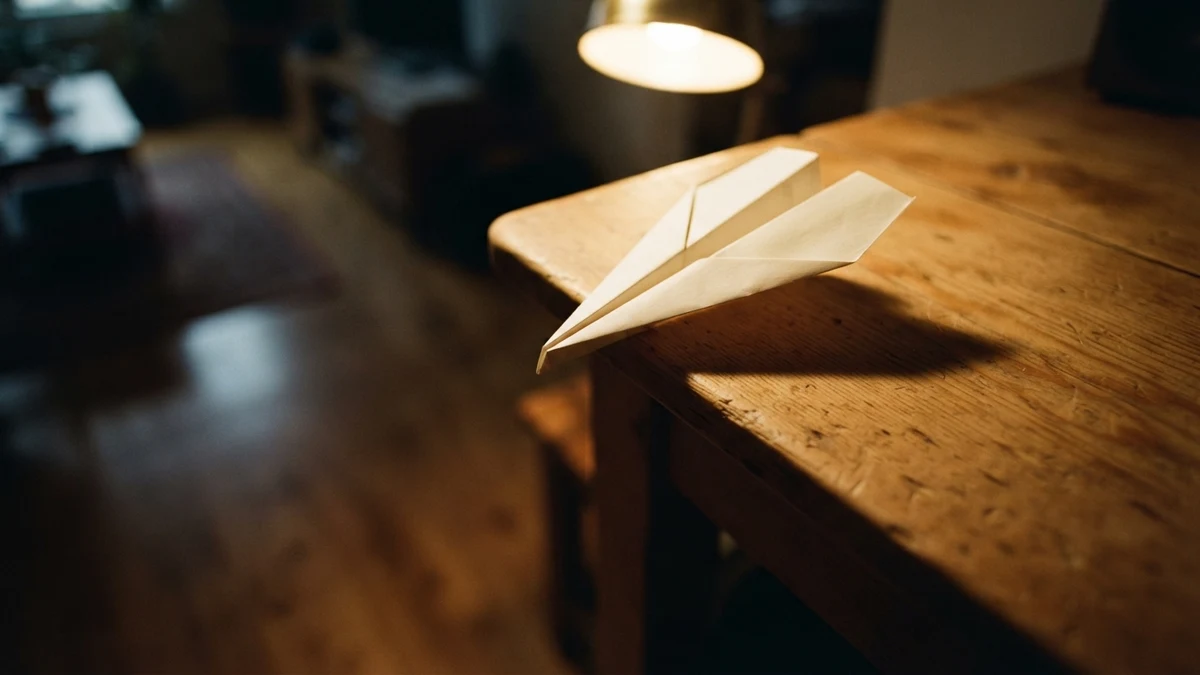 Paper aeroplane on the edge of a desk, illustrating testing a name before committing to it Paper aeroplane on the edge of a desk, illustrating testing a name before committing to it